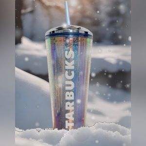 Starbucks Blue Dome Cup Glitter Chromatic Iridescent Tumbler 24oz Holiday New